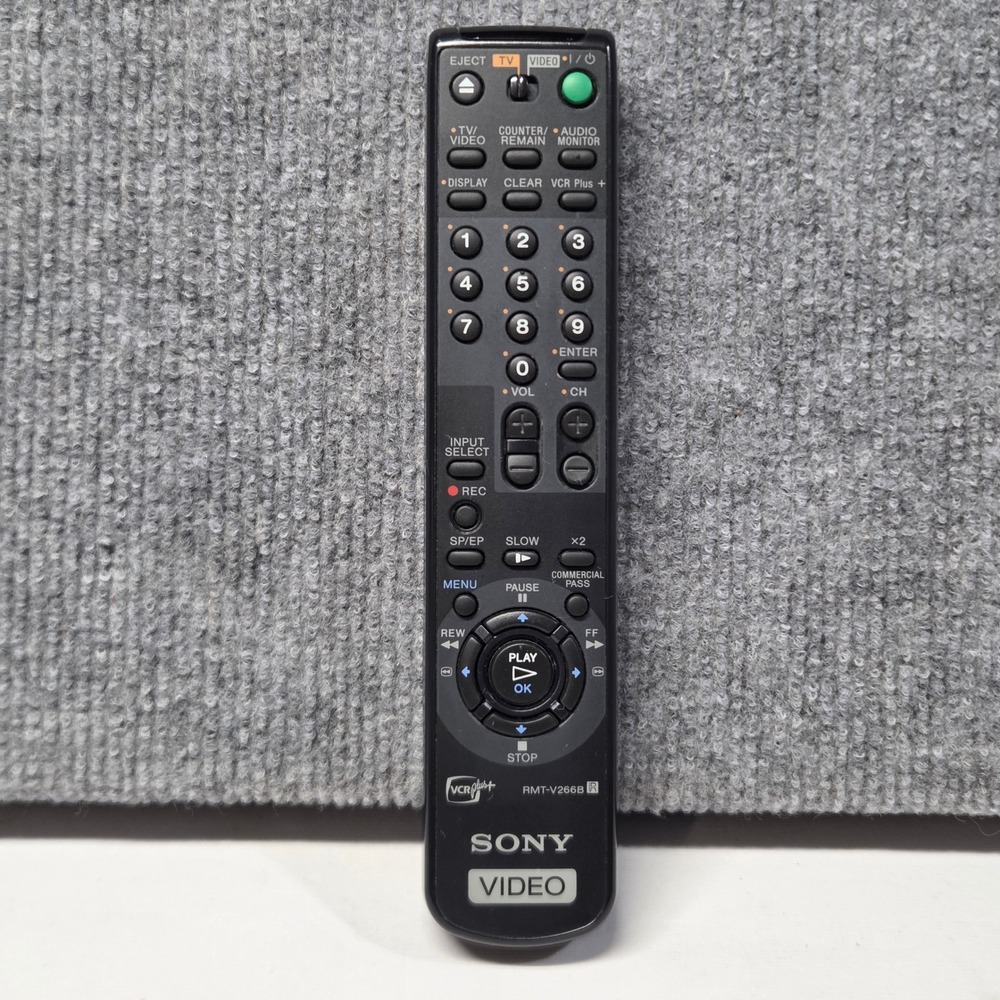 Sony RMT-V266B VCR TV Remote Control VCR Plus+ Black OEM Replacement
